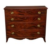 Mahogany Bow Front Four-Drawer Chest
