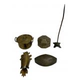 Brass: Match holder, 6.5L / Cricket box, 3.25' dia