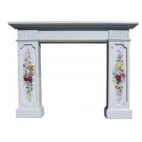 Antique-style painted wooden fireplace mantel,