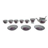 Miniature tea set - demitasse set, pink luster sta