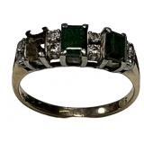 14k gold multi-stone ring featuring rectangular
