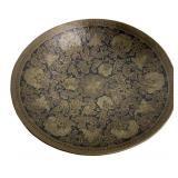 Brass bowl, flower design, footed base, 11' dia.