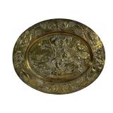 Vintage brass plaque, hand hammered, fruit edges,