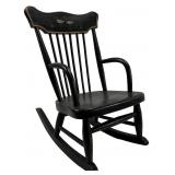 Vtg Hand-Painted Black Child's Rocker