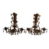Pr. Wall sconces,  gold washed metal, glass