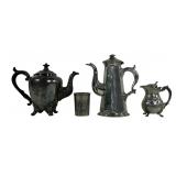 Pewter coffee pot, octagonal, vintage, 5.5' dia.
