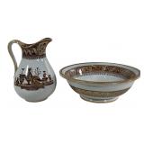 Bowl & pitcher 'Etruscan Vases' pattern,