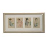 Four-Print Set of Women Illustrations
