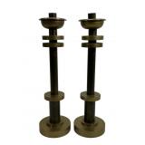 Pr. Brass candlesticks, 4.5' base, 16.5'T