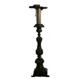 Baroque candlestick-lamp, silver wash over