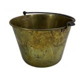 Brass bucket, iron swinging handle, 13' dia., 9'