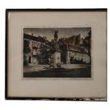 Signed etching by Geissendorfer, 'Heidelburg,'