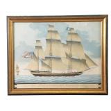 Reproduction Ship Print After Salem Watercolor