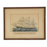 Framed Lithograph of Clipper Ship
