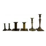 Arts & Crafts brass candle holders, Bradley &