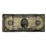 $5 1914 Blue Seal Federal Reserve Note,