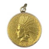 USA Gold 1912 $10 Indian Head Coin. 18g.