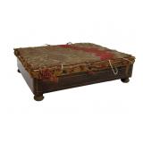 Footstool with warmer, mahogany with line inlay,