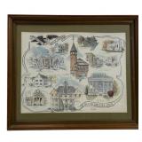 Framed and matted historical illustration print