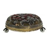 Victorian stool, beaded needlepoint on wood