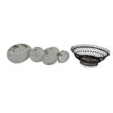 Milk glass: Easter eggs, 2.5' to 4' dia. In wire