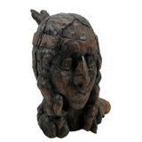 Hand-Carved Wooden Bust of a Tribal Figure