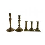 Brass candlestick: 3 sq. base, 2.75', 5.25'T, push