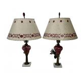 Etched Glass Table Lamps with Shades