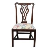 Mahogany Side Chair with Floral Upholstery