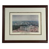 Framed color lithograph print titled 'View of