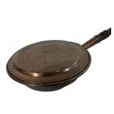 Vintage copper bedwarmer, 11' dia. pan, 48' long