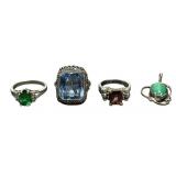3 rings, sterling silver,18g, vintage blue
