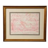 Framed Pen Work Art by George B.D. Hawes