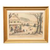 Winter Scene Print in Gilt Frame
