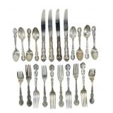 Sterling silver: Gorham Flatware, 840g. Strasbourg