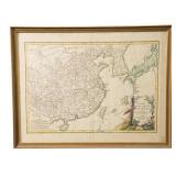 Framed 18th-century Map of China