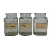 3 Apothecary jars, 4.5' base, 7.75'T