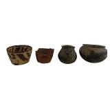 Four Baskets and Pots with Varied Designs
