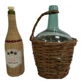 Rioja demijohn, green bottle, 8.5' dia., 12.5'T /