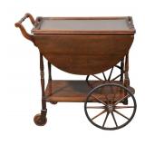Wooden Tea Cart With Glass Top