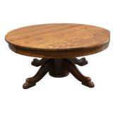 Round Oak Pedestal Base Table Coffee Table