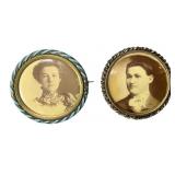 Vintage portrait pins, Victorian era, 1.5' dia.