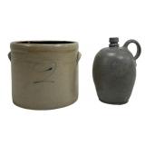 Pottery: 2 gal. crock (crack & chip above 2, line
