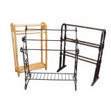 Three Wooden and Metal Quilt Racks