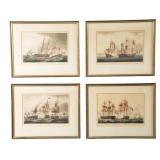 Four Framed Naval Battle Engravings