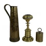 Brass: 'Pick Me Up' container, 2.75' dia., 3.25'T