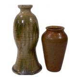 Pottery vase, dripped glaze, 5.5' top, 11'T (repai