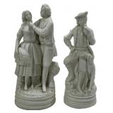 2 Parianware figures: Peasant couple, 4.75' base,