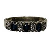 14k Gold multi-stone ring featuring three oval
