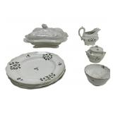 Adams pearlware: Covered dish, cream & sugar,
